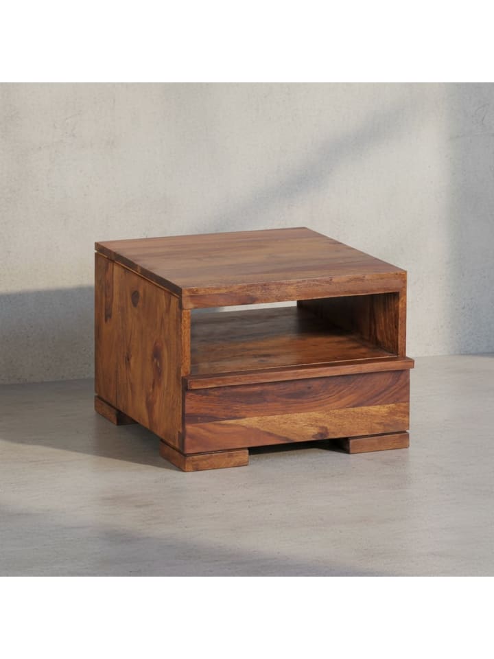 Nachtkonsole Massivholz | Landhausstil, Schublade, Fertig Montiert in Braun