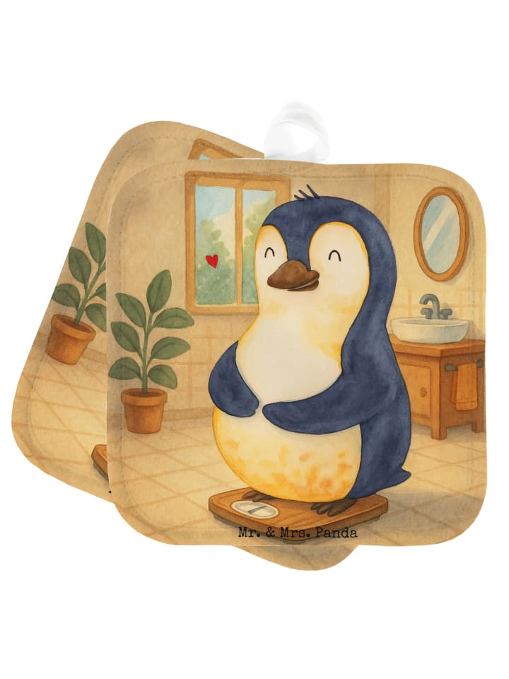 Topflappen Pinguin Diät Design ohne Spruch in Weiß