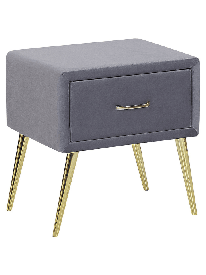 Nachttisch FLAYAT in Grau/Gold - (W) 46 x (H) 49 x (L) 38 cm