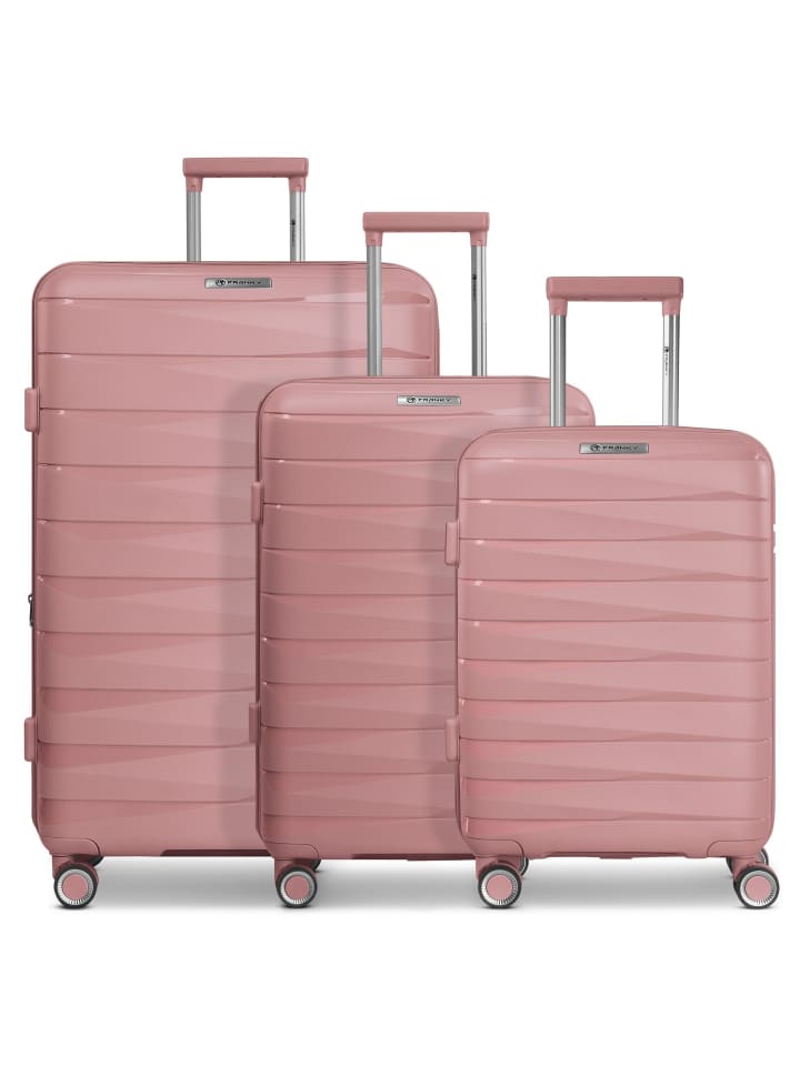 London 4 Rollen Kofferset 3-teilig mit Dehnfalte rose