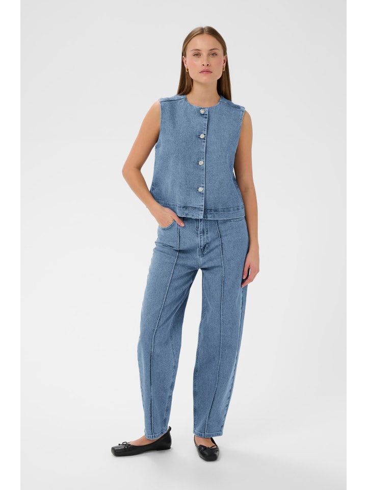 Weste SLRinatina Gerade Passform in Medium Blue Denim