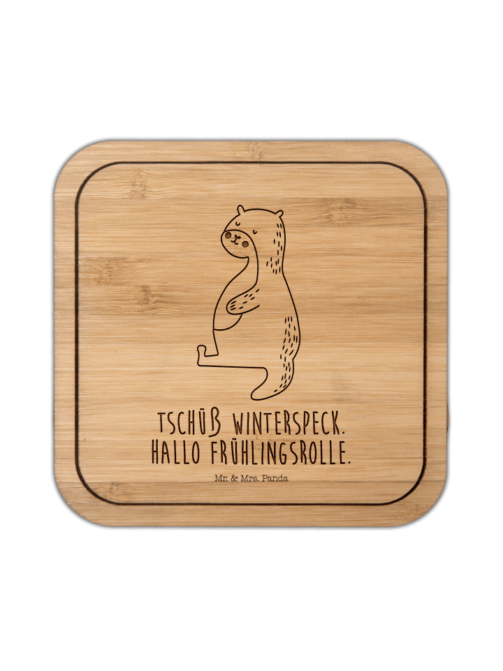 Glasuntersetzer Otter Bauch mit Spruch in Transparent
