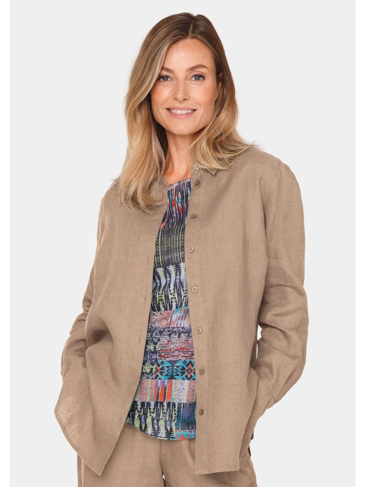 Kurzgröße: Bequeme Damen Businessbluse in macchiato / melange