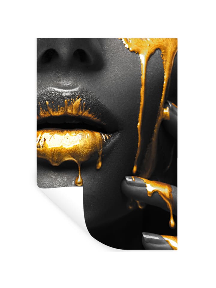 Wandtattoo Gesicht gold schwarz