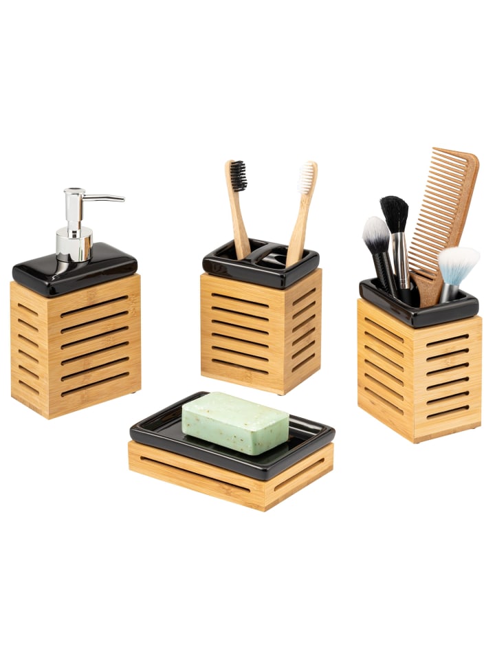 Badezimmer-Set 4-tlg. schwarz