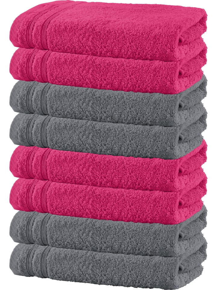 Frottier Handtuch 8er-Pack Heidelberg in pink-anthrazit