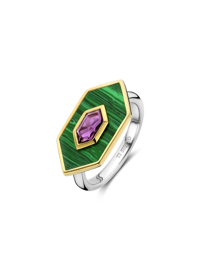 Ring "malachitgrün/violett bicolor 12309MA" in Silber