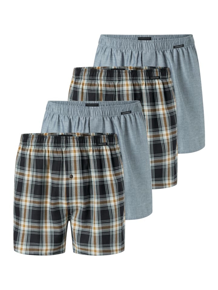 Boxershorts Web in Grau / schwarz / ocker