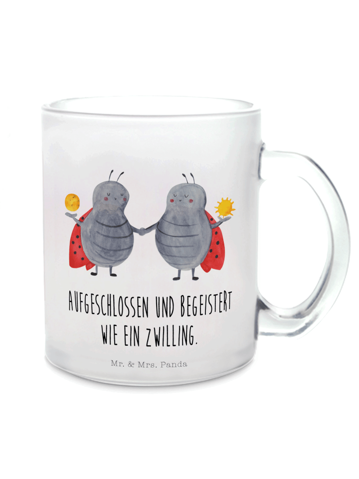 Kaffeetasse Sternzeichen Zwilling mit Spruch in Transparent