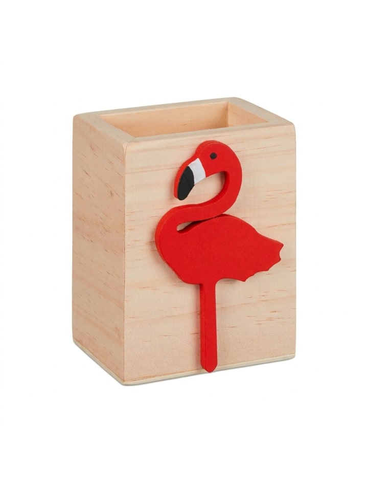 Stiftehalter "Flamingo" in Natur/ Rot