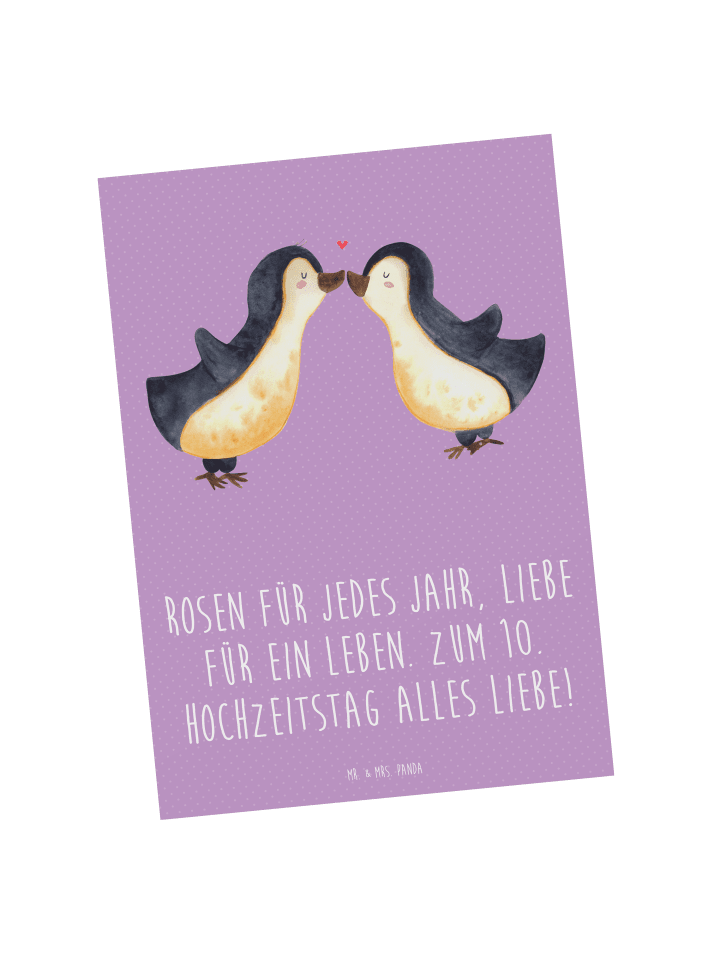 Postkarte 10. Hochzeitstag Rosenhochzeit mit Sp... in Lavendeltraum