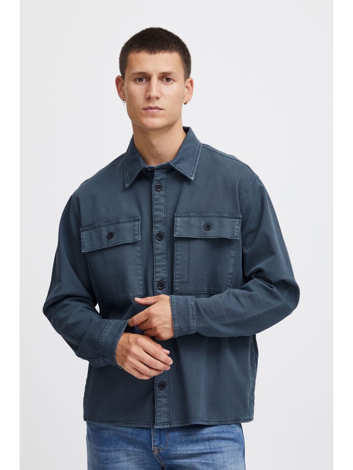 Hemdjacke Shacket in Blau