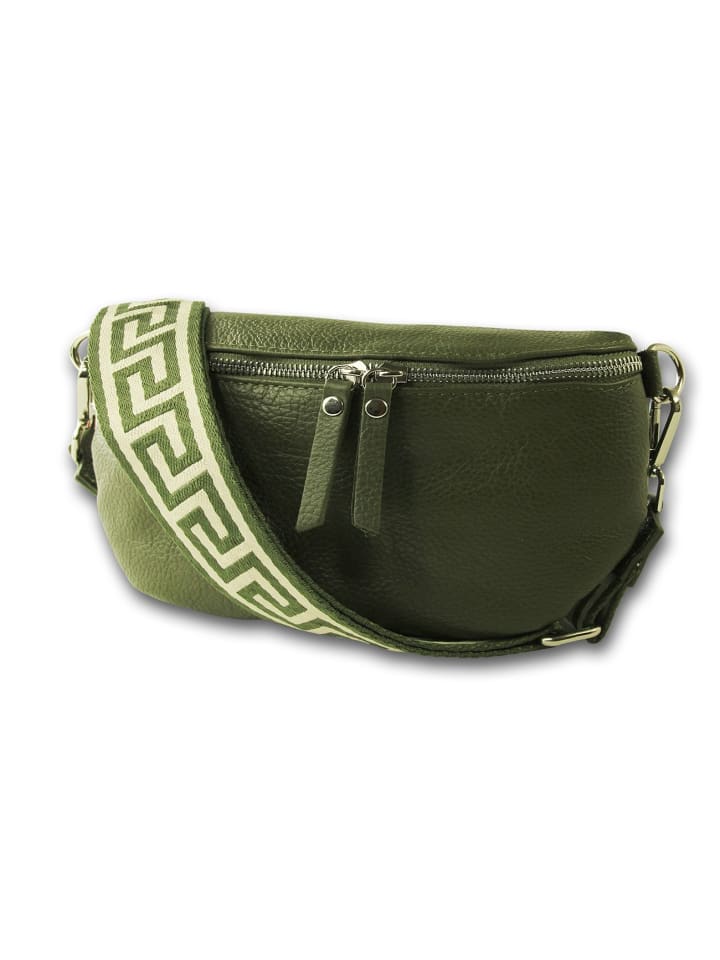Leder Gürteltasche Toscanto Tasche grün, mehrfarbig ca. 25cm