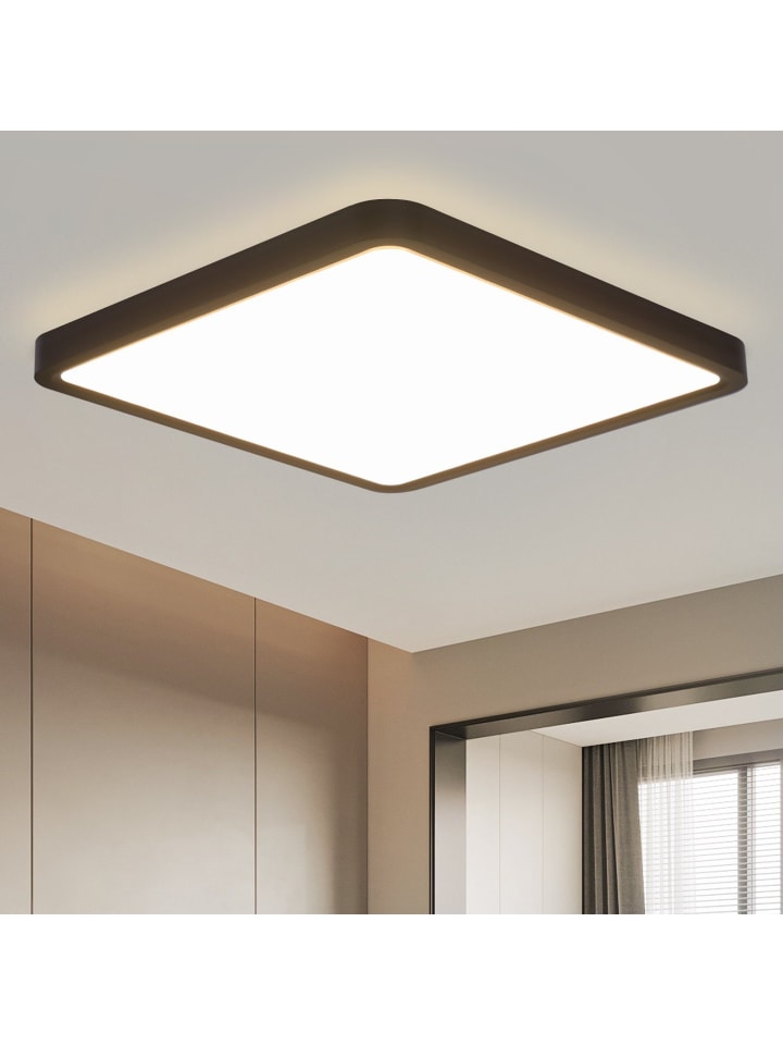 Deckenleuchte LED in schwarz Ø23CM Eckig 4000K neutralweiß Flurlampe 18W