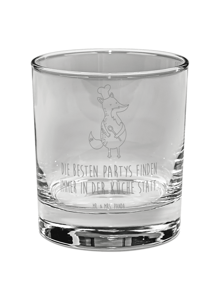 Whiskey Glas Fuchs Koch mit Spruch in Transparent