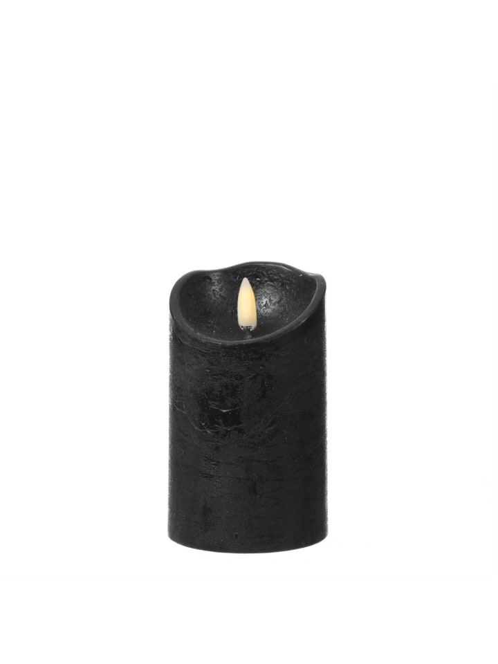 LED Kerze Echtwachs in Rustik Optik H: 12,5cm in schwarz