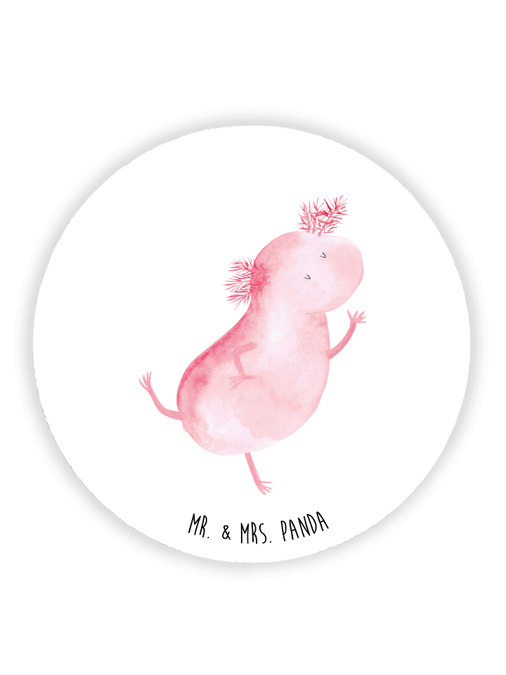 Rund Magnet Axolotl Tanzen ohne Spruch in Weiß