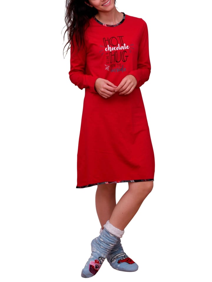 Nachthemd Bigshirt - 49218 in rot