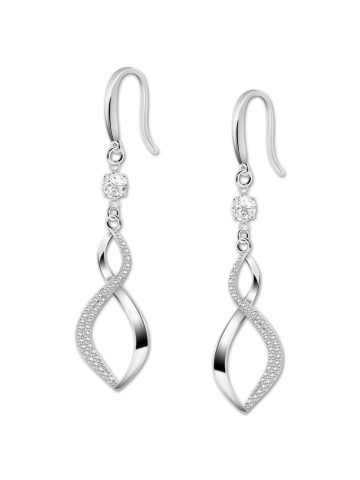 Ohrringe Silber 925 Sterling Silber Zirkoniastein Ohrhänger ca. 26mm
