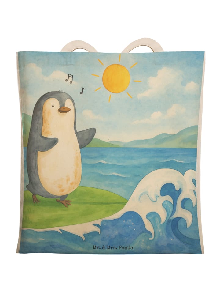 Tasche Pinguin Surfer Design ohne Spruch in Weiß