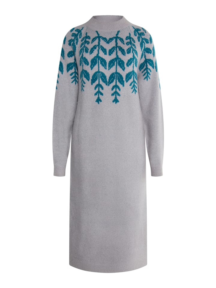 Damen Maxi Strickkleid in Grau Mehrfarbig