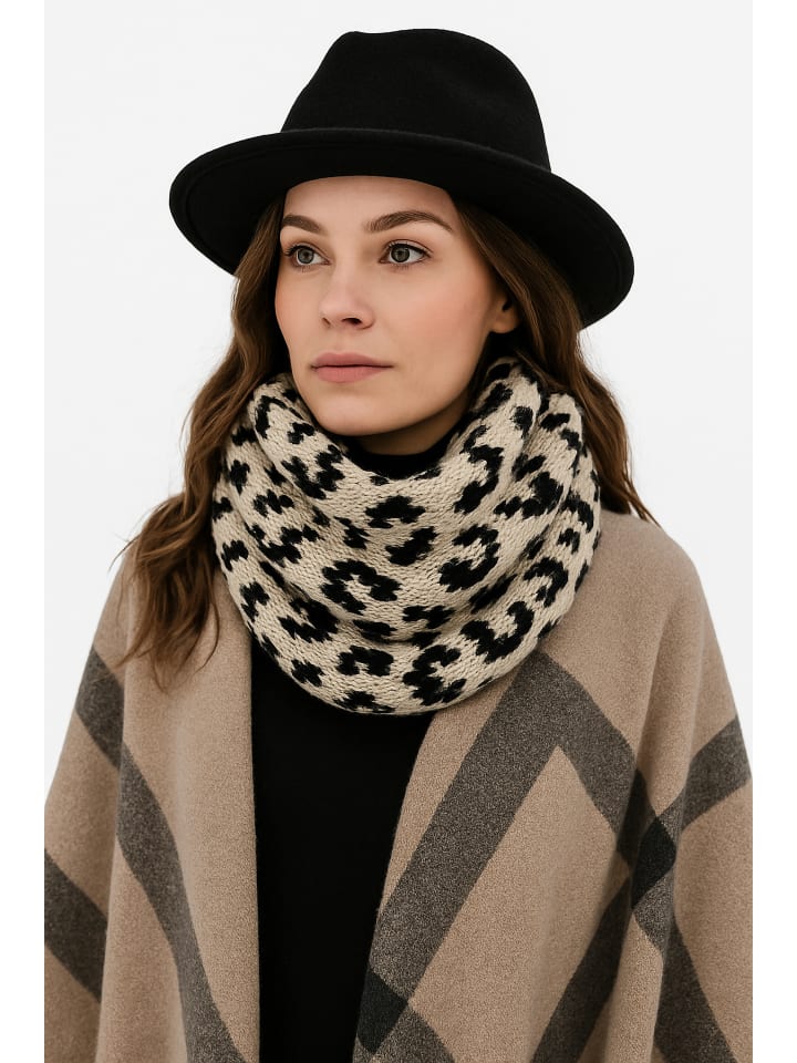 Italienischer Schal " Leo Loop " in beige