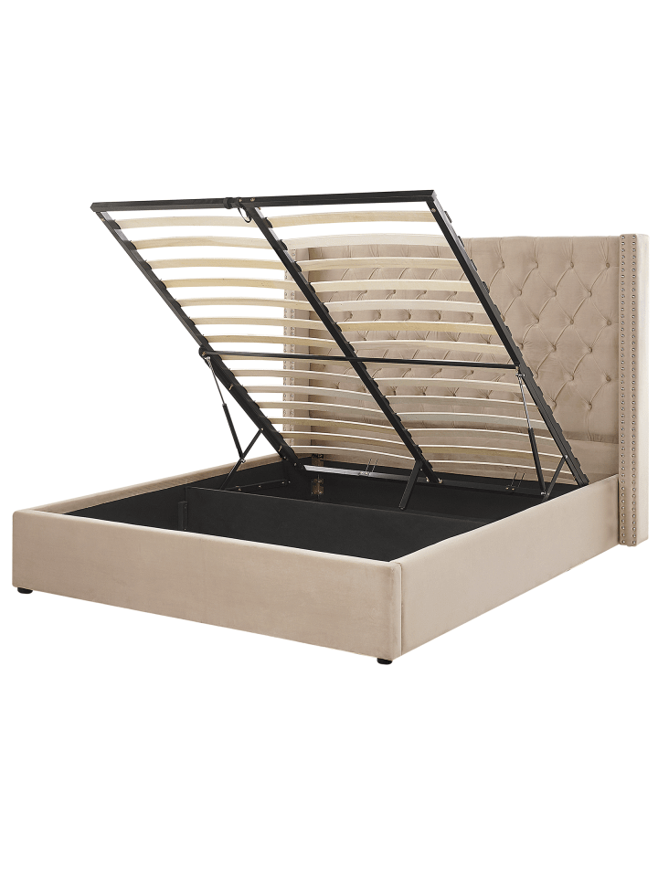 Doppelbett LUBBON in Beige/Silber - (W) 190 x (H) 144 x (L) 217 cm