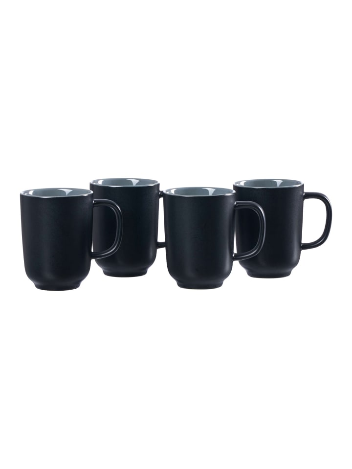 4er Set Kaffeebecher Jasper in Schwarz 285 ml