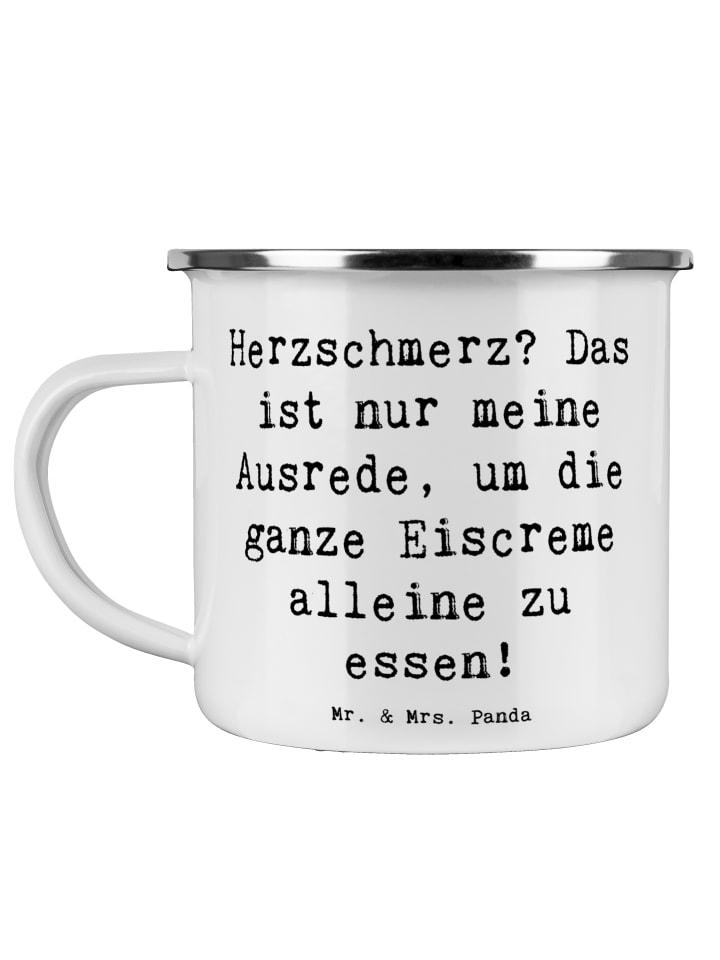 Becher Spruch Herzschmerz Eiscreme mit Spruch in Weiß