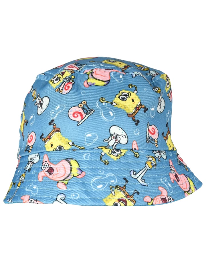 Spongebob Schwammkopf Fischerhut Bucket Hat Sonnenhut Anglerhut in blau