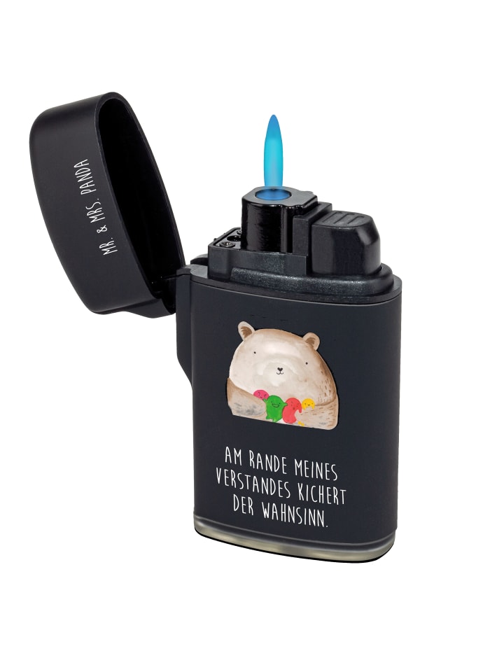Feuerzeug Bär Gefühl mit Spruch in Schwarz