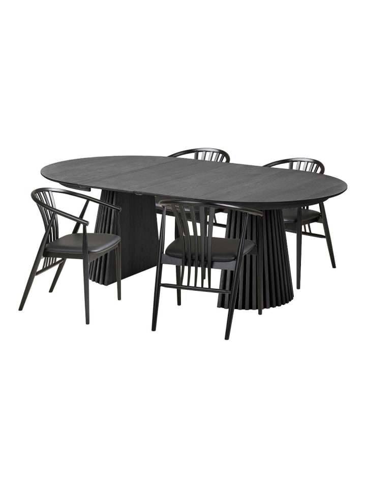 Essgruppe Tokyo (5-teilig) Schwarz, Schwarz 120 x 120 cm