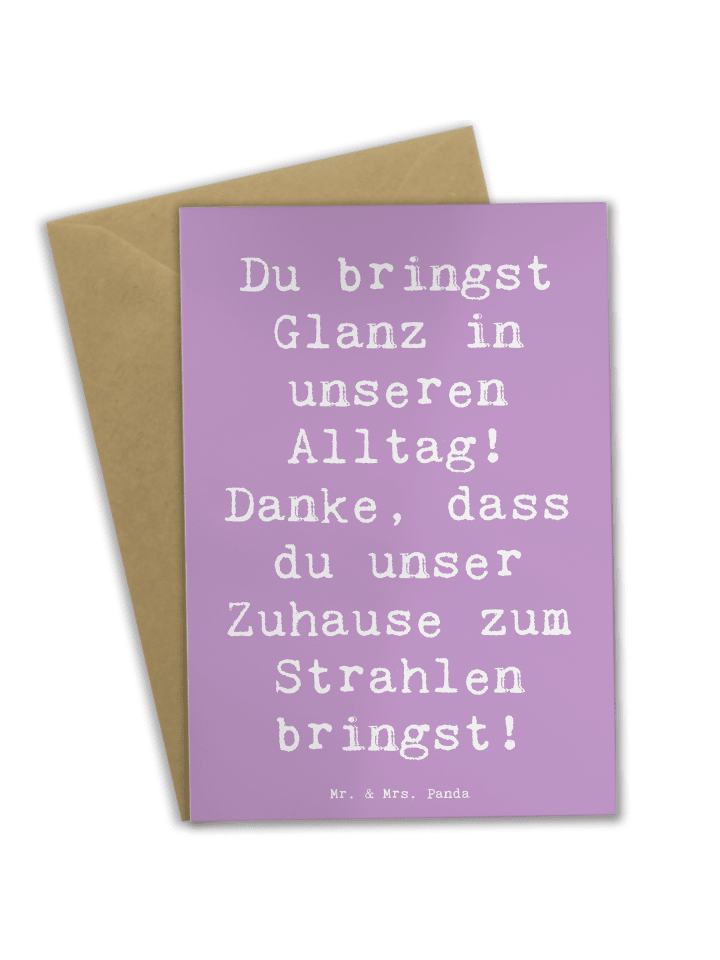 Grußkarte Spruch Glanz Putzfrau mit Spruch in Lavendeltraum