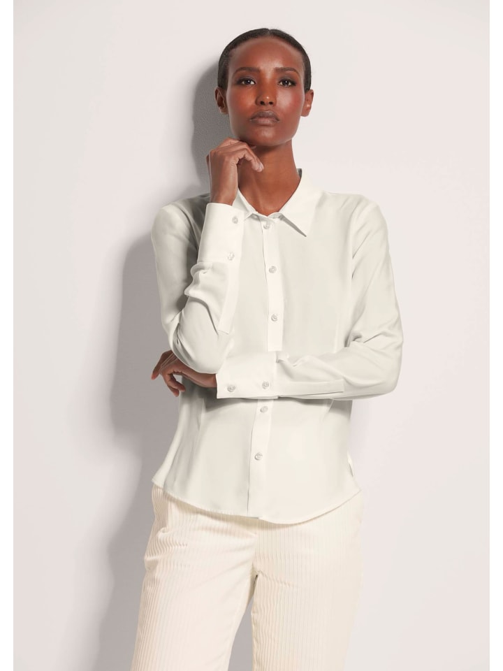 Elegante Viskosebluse mit Hemdkragen in wollweiß