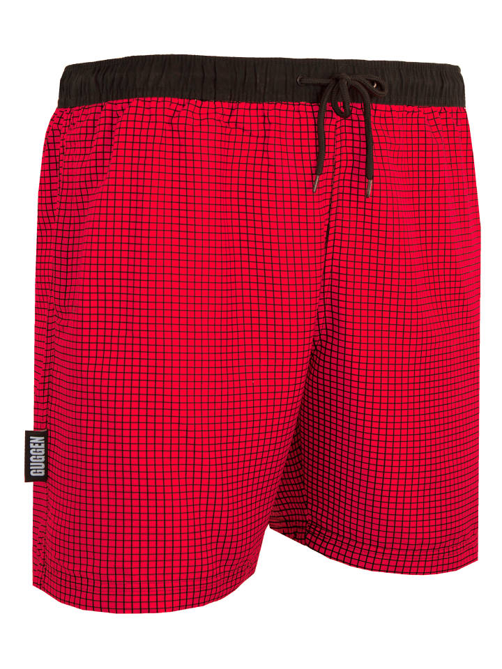 Badehose kariert Streifen in Rot