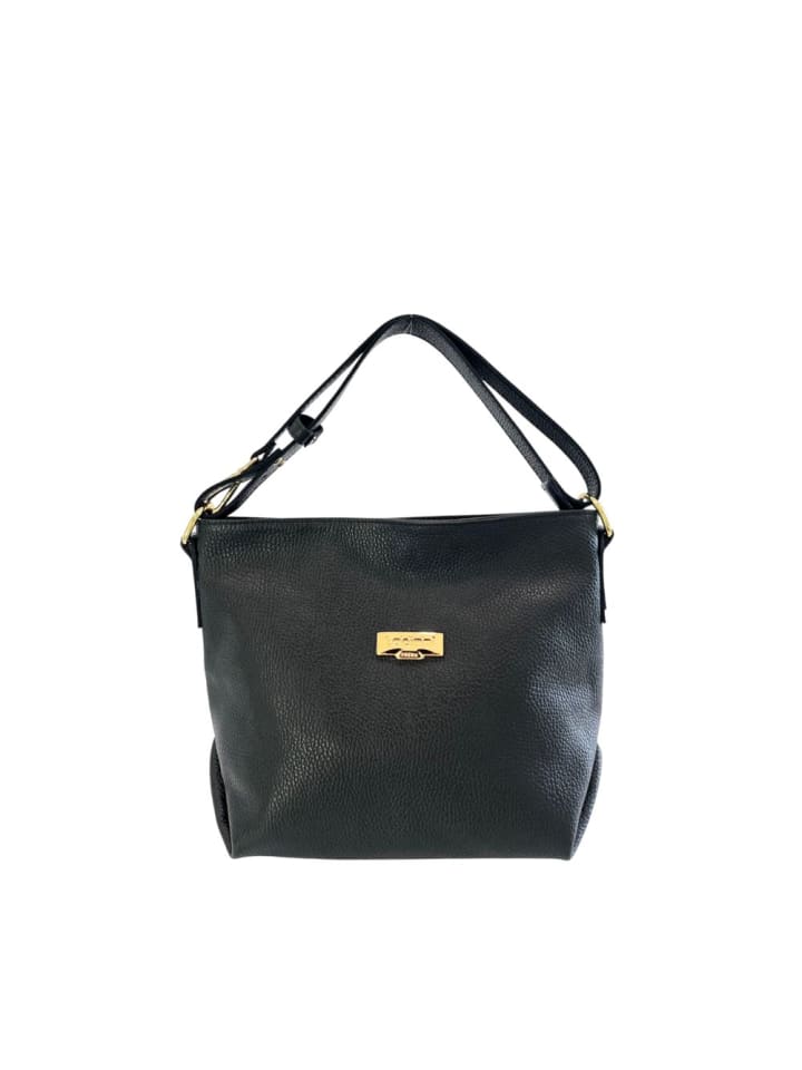 Schwarz Leder Damen Schulter Tasche