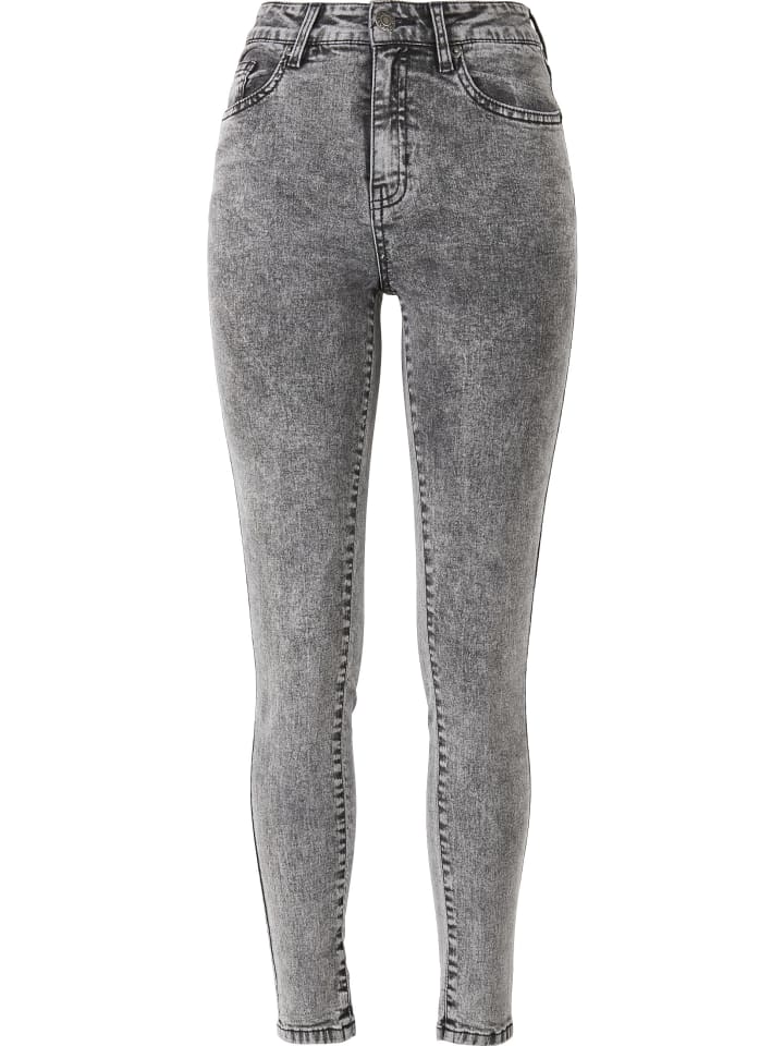 High Waist in black heavy acid washed