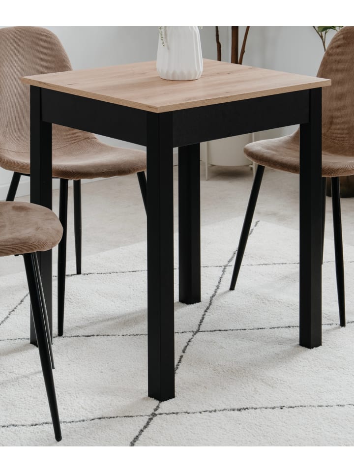 Esstisch Eiche Artisan, schwarz 60 x 67 cm, Küchentisch in modernem Design