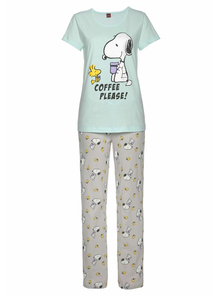 Pyjama in mint-grau-meliert