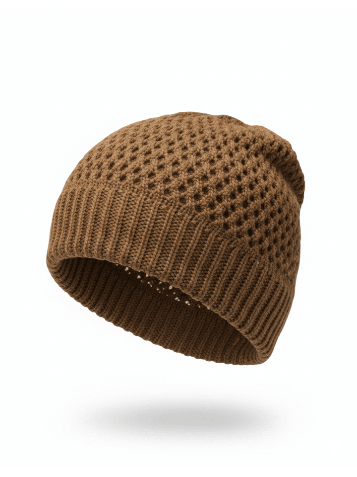 Strick Beanie Mütze in Cognac