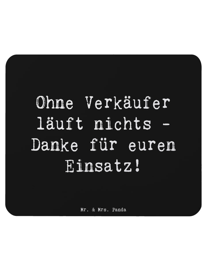 Maus-Pad Spruch Verkäufer Helden mit Spruch in Schwarz