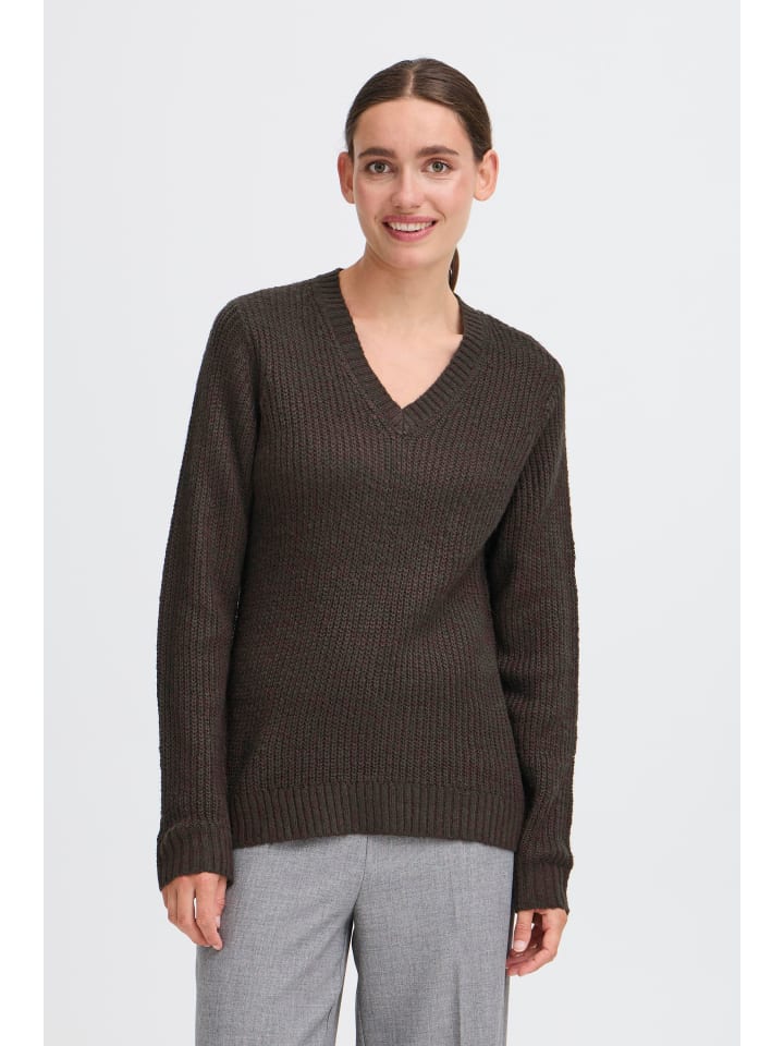 V-Ausschnitt-Pullover OXFSinvi in Braun