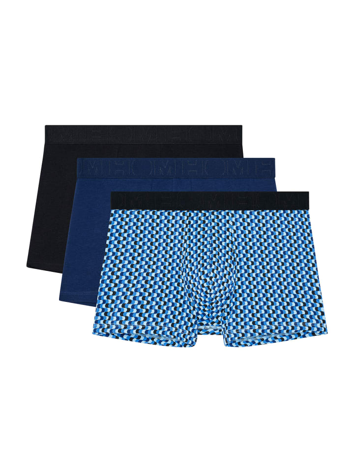 Retro Pants Daniel 2 in black/navy/blue print