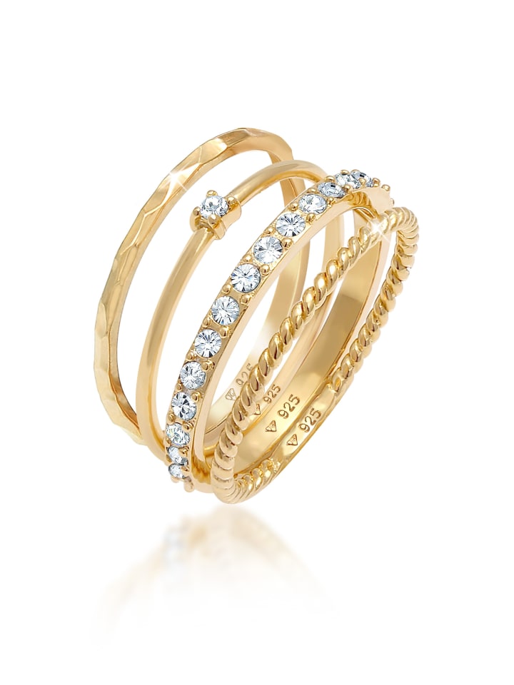 Ring 925 Sterling Silber Ring Set in Gold