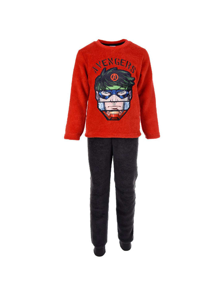 2tlg. Outfit: Schlafanzug Fleece in Rot