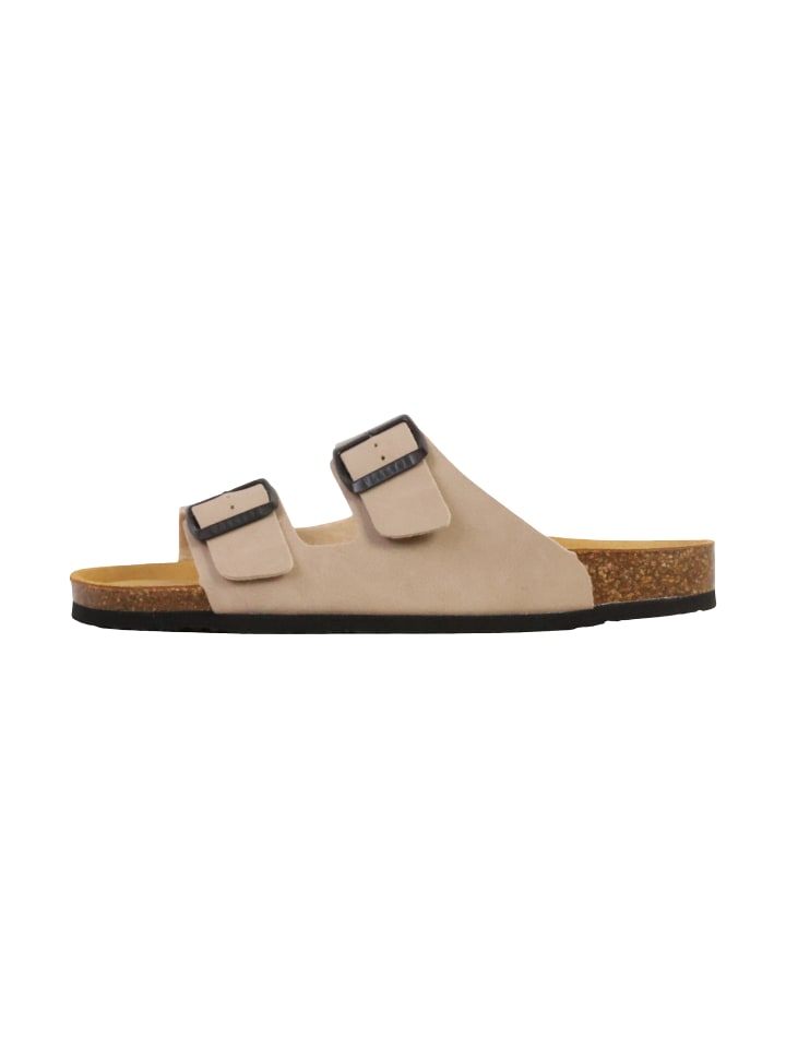 Barna Leder-Pantoletten Beige