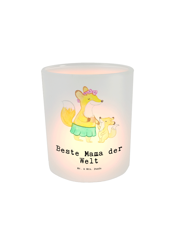 Kerzenhalter Fuchs Beste Mama der Welt mit Spruch in Transparent