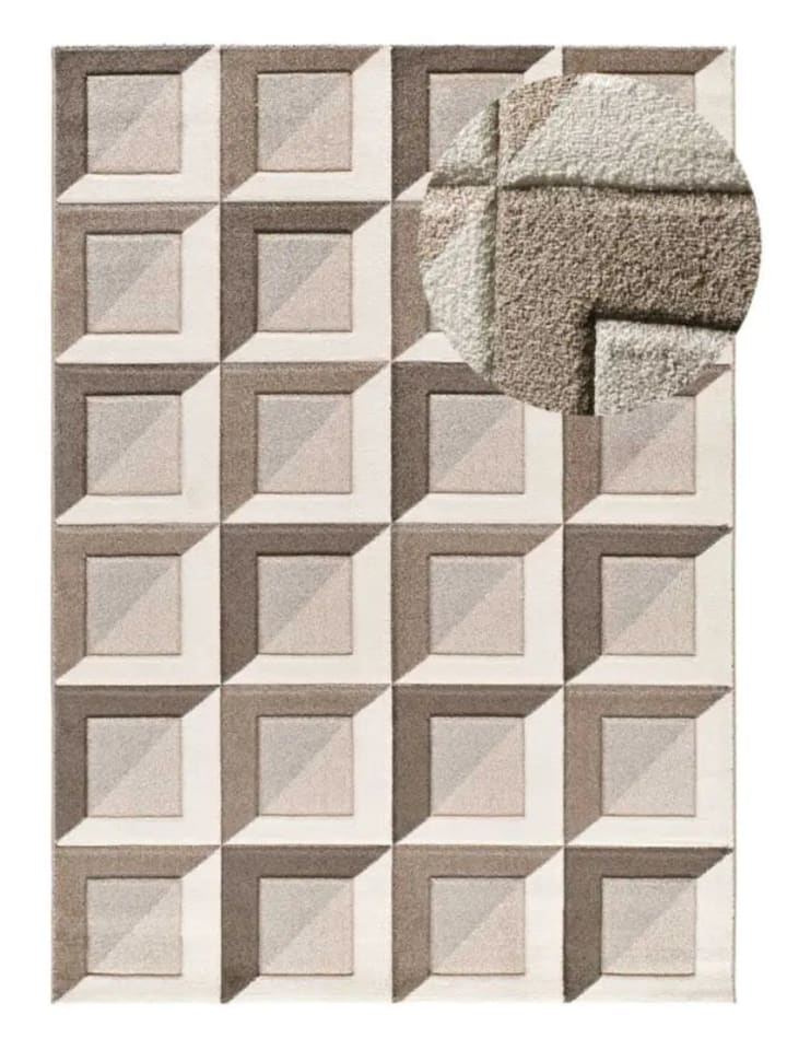 Kurzflor-Teppich BADET in braun / creme