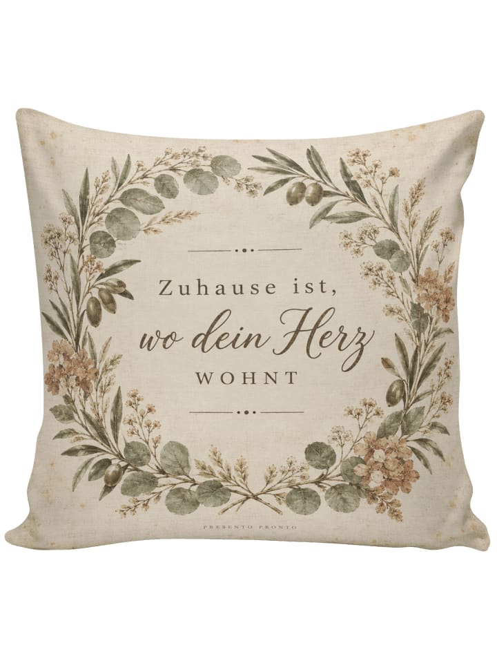 Kuschelkissen 40x40 Botanischer Kranz Vintage D... in Weiß