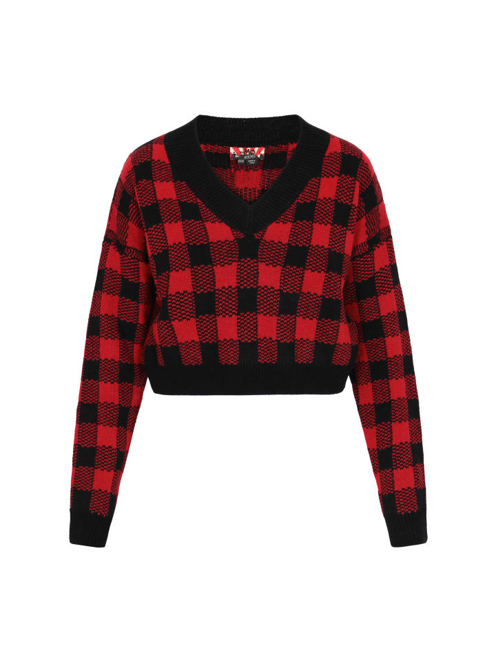 Women Sweater in black dark red